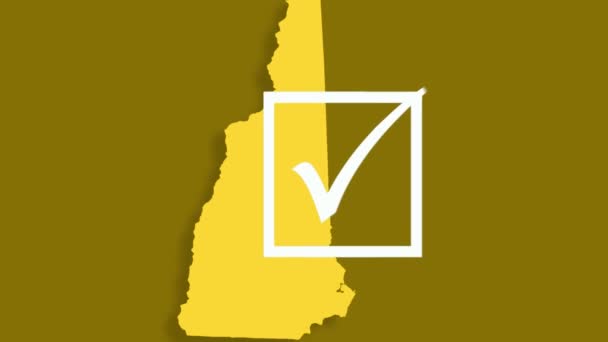 Un Estado de New Hampshire votación casilla de verificación animación libertario partido amarillo - Metraje, vídeo