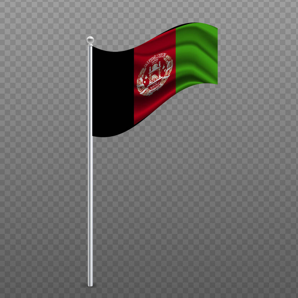 Afghanistan waving flag on metal pole. Vector illustration. - Διάνυσμα, εικόνα