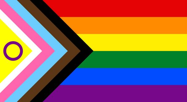 Новый инклюзивный флаг LGBTQI + для всех иллюстрация сообщества - Фото, изображение