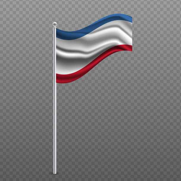 Crimea waving flag on metal pole. Vector illustration. - Διάνυσμα, εικόνα