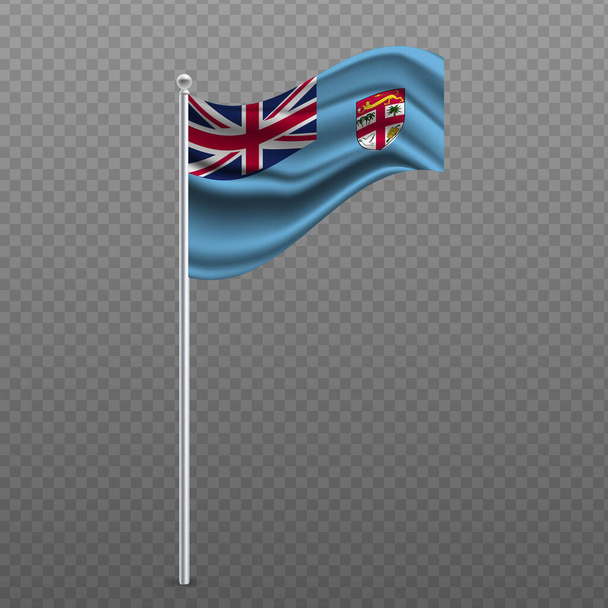 Fiji sventola bandiera sul palo di metallo. Illustrazione vettoriale. - Vettoriali, immagini