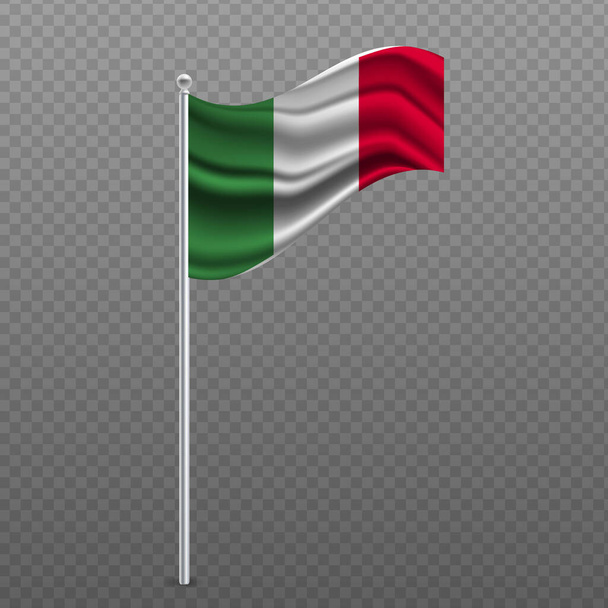 Itálie mává vlajkou na kovové tyči. Vektorová ilustrace. - Vektor, obrázek
