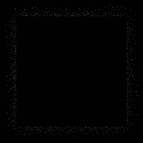 Glitter Iridescent Stars. Holographic Sparkle Fall Confetti. Rainbow Sprocket, Shiny Little, Balls, Circles. Random Stellar Falling Black Background. New Year Scattered Christmas Vector illustration. - Vecteur, image
