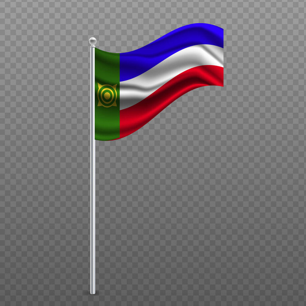 Chakassien schwenkt Flagge an Metallstange. Vektorillustration. - Vektor, Bild