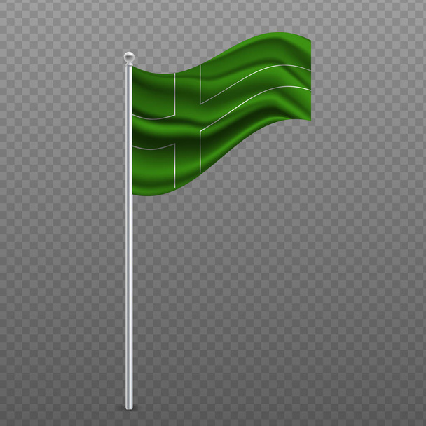 Ladonia waving flag on metal pole. Vector illustration. - Διάνυσμα, εικόνα
