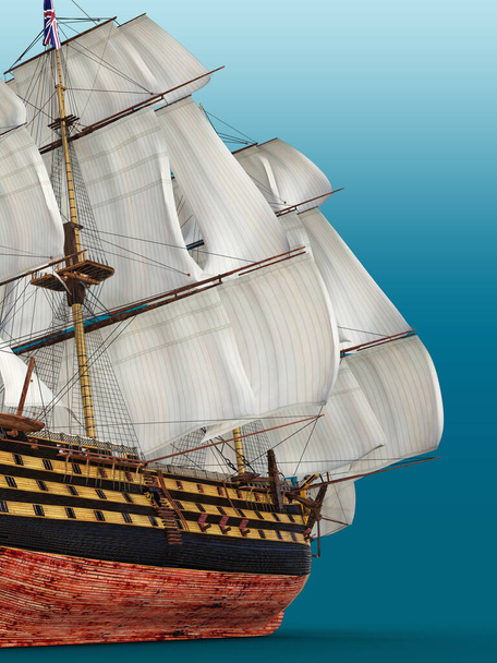 Vista lateral de la ilustración de buques mercantes - Foto, imagen