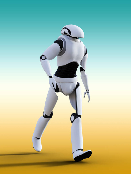 ilustración androide futurista blanco - Foto, imagen