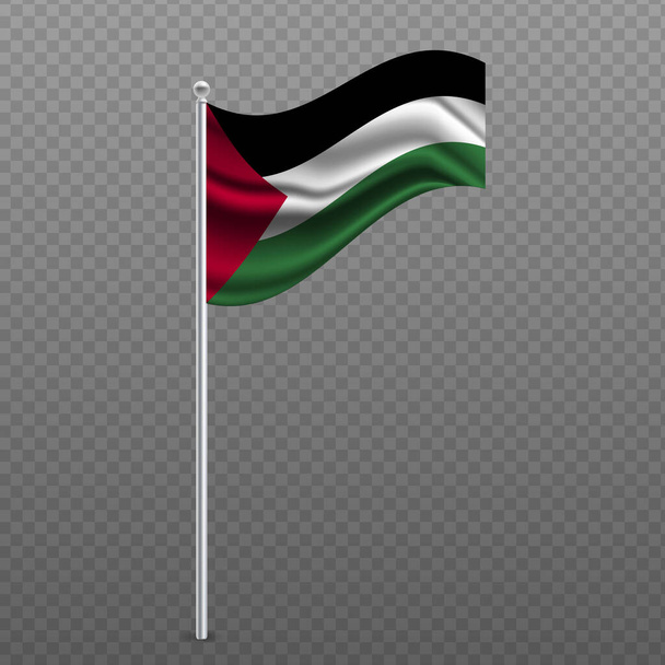 Palästina schwenkt Flagge an Metallstange. Vektorillustration. - Vektor, Bild