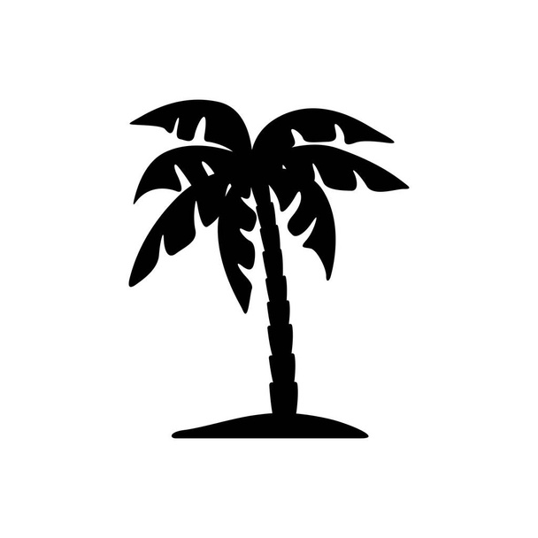 Black silhouette of palm tree. Coconut tree icon. - Vetor, Imagem