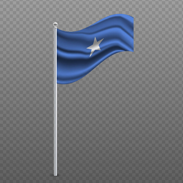 Сомали машет флагом на металлическом столбе. Векторная иллюстрация. - Вектор,изображение