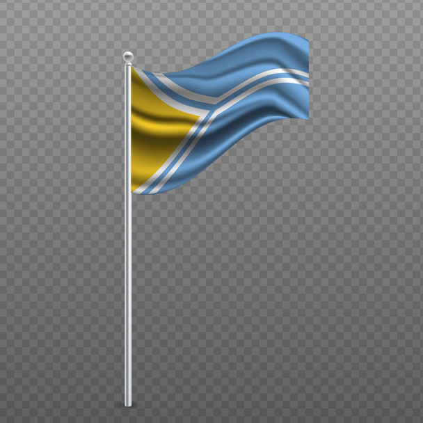 Tuva waving flag on metal pole. Vector illustration. - Διάνυσμα, εικόνα