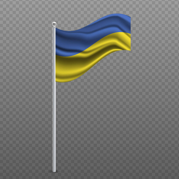 Ukraine schwenkt Flagge an Metallstange. Vektorillustration. - Vektor, Bild