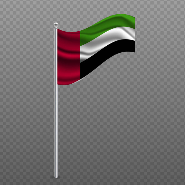 Emirati Arabi Uniti sventolano bandiera su palo metallico. Illustrazione vettoriale. - Vettoriali, immagini