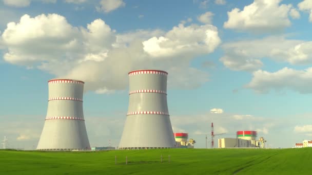 Σωλήνας του λευκορωσικού πυρηνικού σταθμού στο Ostravets. - Πλάνα, βίντεο