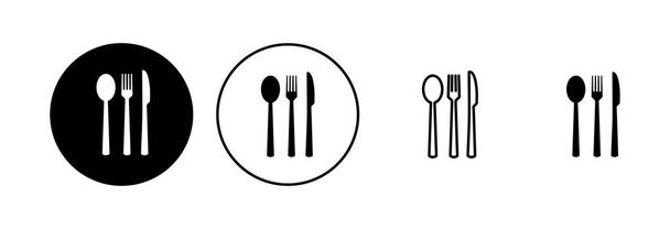 lepel en vork pictogram set. lepel, vork en mes icoon vector. restaurant icoon - Vector, afbeelding