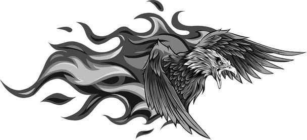 διανυσματική απεικόνιση του αετού με φλόγες σχεδιασμό - Διάνυσμα, εικόνα