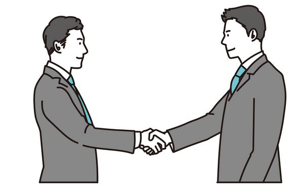 Un homme d'affaires serrant la main avec un contrat - Vecteur, image