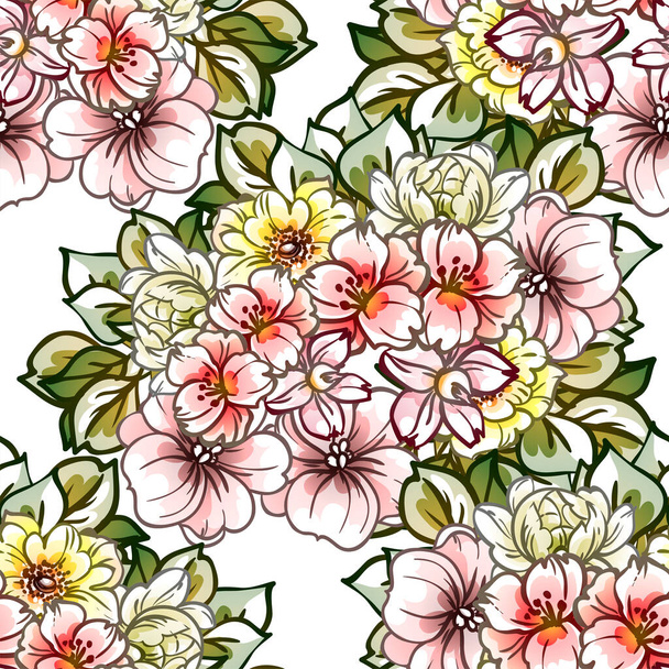 elegance seamless pattern with floral elements - Vecteur, image