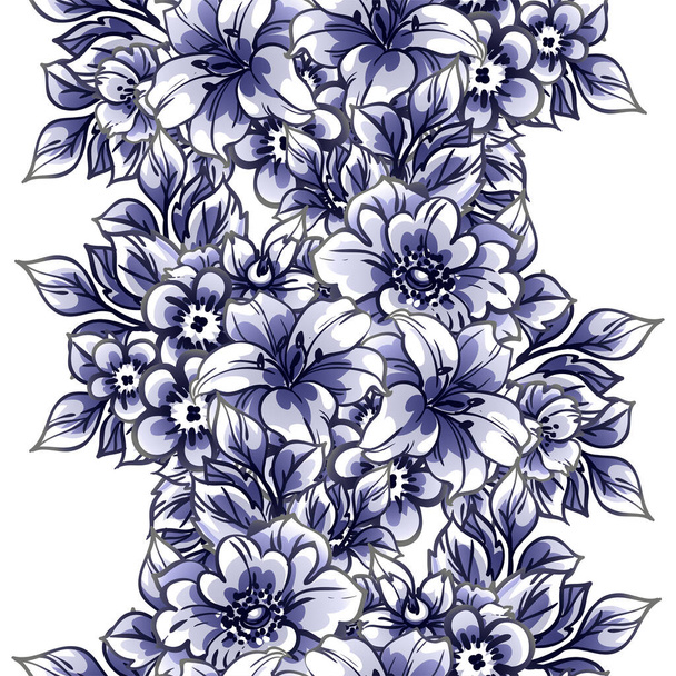 vector illustration of beautiful blue colored flowers ornament for postcard - Vektor, kép