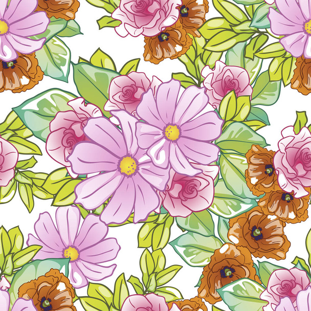 elegance seamless pattern with floral elements - Vetor, Imagem