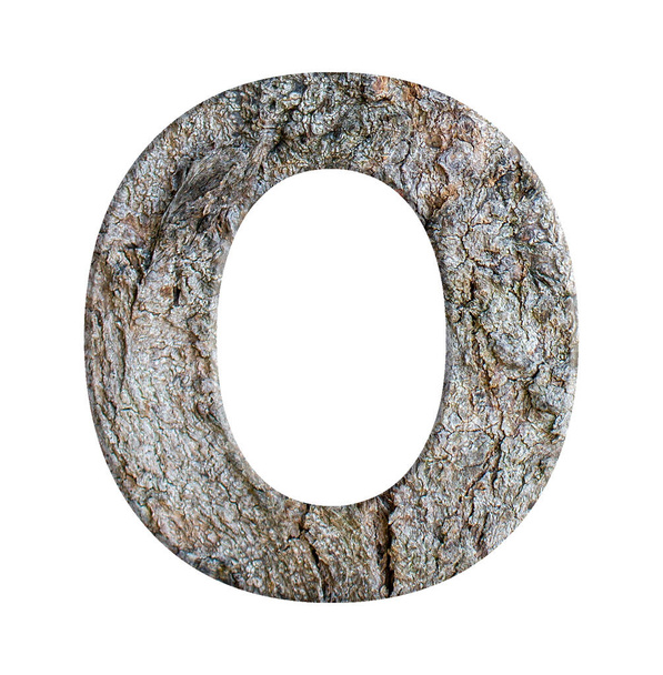 alphabets from bark tree isolated on white background : Letter O - Photo, Image