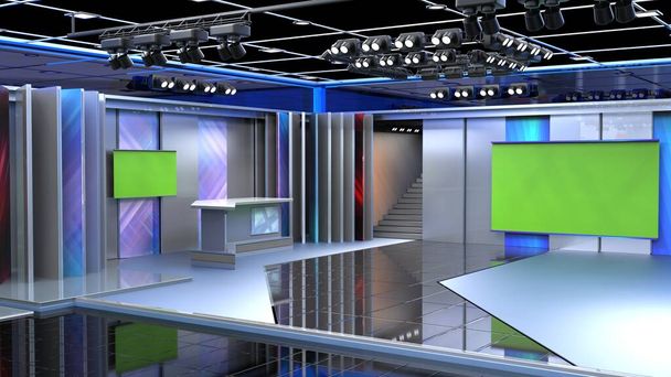 3D Virtual TV Studio Notizie, fondale per spettacoli televisivi .TV su sfondo Wall.3D Virtual News Studio - Foto, immagini