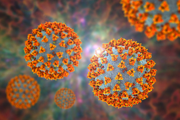 Coronavirus COVID-19, SARS-CoV-2, illustrazione 3D. Vista ravvicinata di un virus corona con picchi superficiali - Foto, immagini
