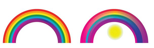 Conjunto de iconos de arco iris de colores. Colección arco iris clásico. Rojo, naranja, amarillo, verde, azul y púrpura. - Vector, Imagen