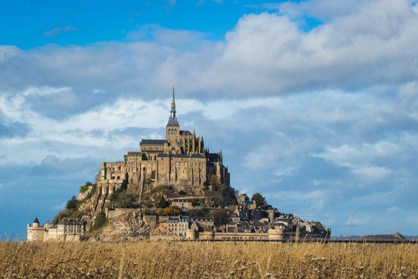 The beautiful Mont Saint Michel cathedral on the island, Normandy, Northern France - Zdjęcie, obraz