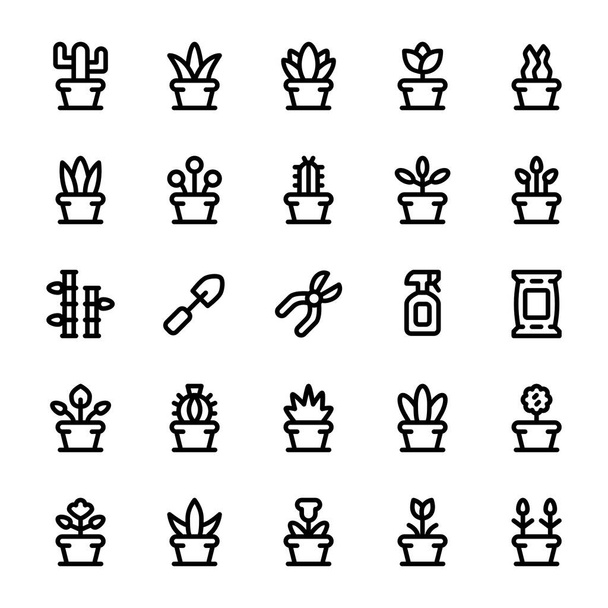 jeu d'icônes, illustration vectorielle de plantes  - Vecteur, image
