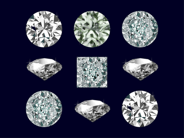 9個の輝くダイヤモンド - ベクター画像