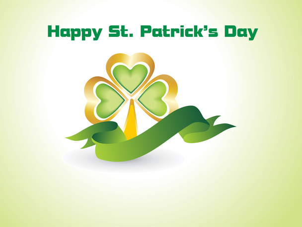 Happy st patrick day background with clover, ribbon - Διάνυσμα, εικόνα