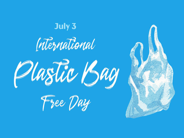 Σταματήστε τη ρύπανση των ωκεανών. Διεθνής ημέρα ελεύθερης πλαστικής τσάντας. Εικονογράφηση υδατογραφίας. Προστασία του περιβάλλοντος, λογική κατανάλωση, φιλικότητα προς το περιβάλλον. Για ιστοσελίδα, banner, καρτ ποστάλ. - Φωτογραφία, εικόνα