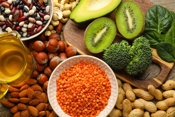 Healthy products rich in vitamin E, closeup - Foto, imagen