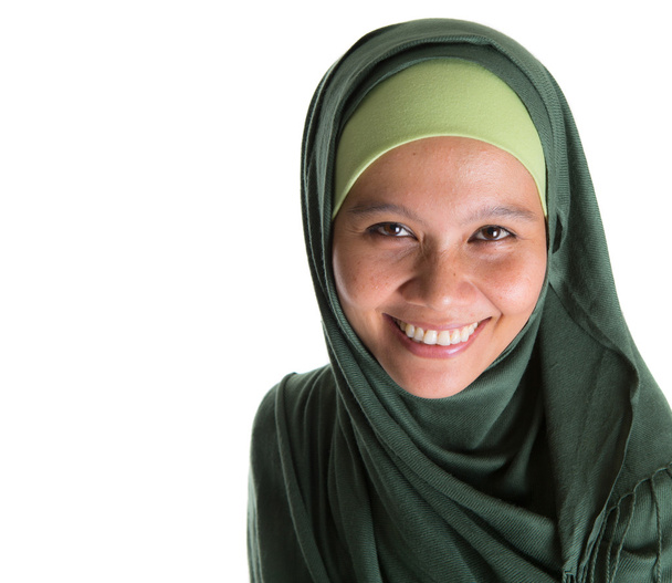 Mulher Muçulmana no Hijab Verde
 - Foto, Imagem