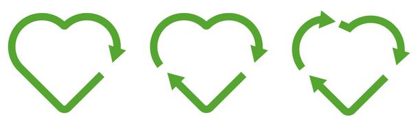 Collection de symbole de coeur de recyclage - Vecteur, image