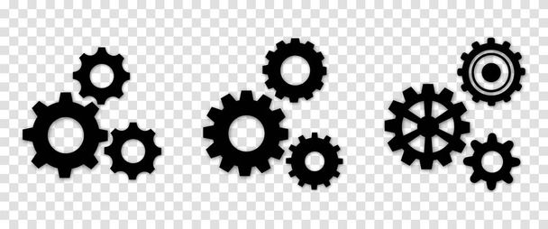 Gear icons. Flat design. Gear symbol isolated on transparent background - Vettoriali, immagini