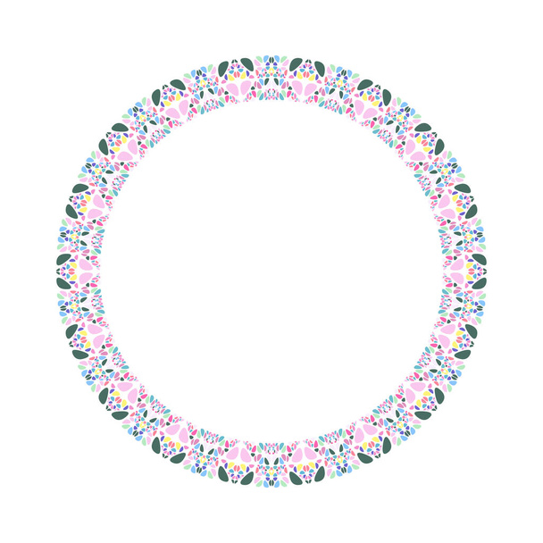 Geometrical abstract gravel mosaic round frame design - Vetor, Imagem