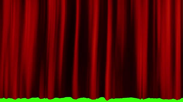Ένα άνοιγμα κουρτίνας κόκκινης σκηνής αριστερά στην πράσινη οθόνη - Πλάνα, βίντεο