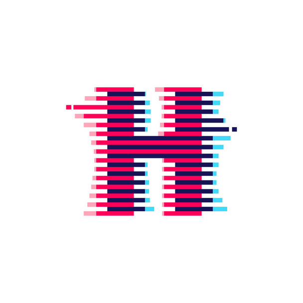 Logotipo de letra H con efecto de fallo de línea vibrante. Fuente vectorial perfecta para usar en sus etiquetas de vida nocturna, pantalla de juego expresiva, identidad electrónica. - Vector, Imagen