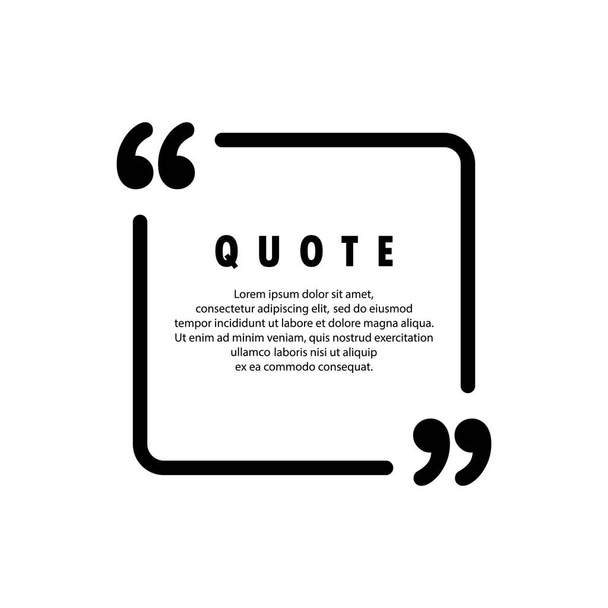 Quote icon. Square shape. Quotemark outline, speech marks, inverted commas or talking mark collection. Blank for your text. Frame. Vector EPS 10. Isolated on background. - Vector, Image