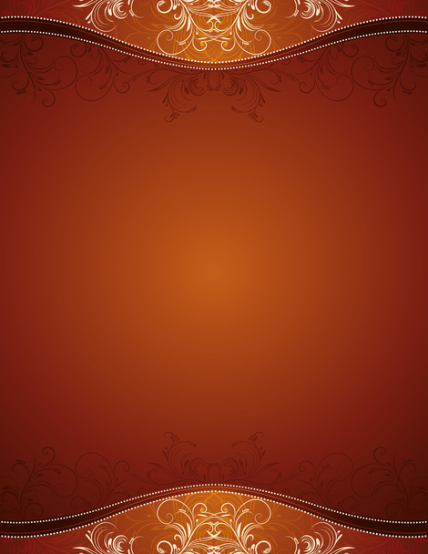 Brown background with decorative ornaments, vector illustration - Vetor, Imagem