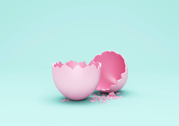 3d render of a blue easter egg with a pink background - Fotó, kép