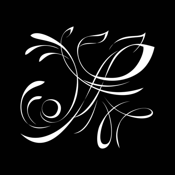 abstract decorative element in white lines on black background - Vetor, Imagem