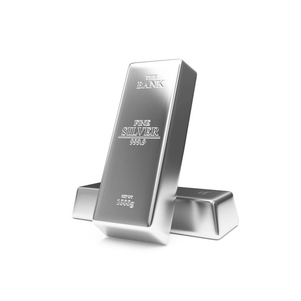 silver bars with gold and white 3d render - Foto, Bild