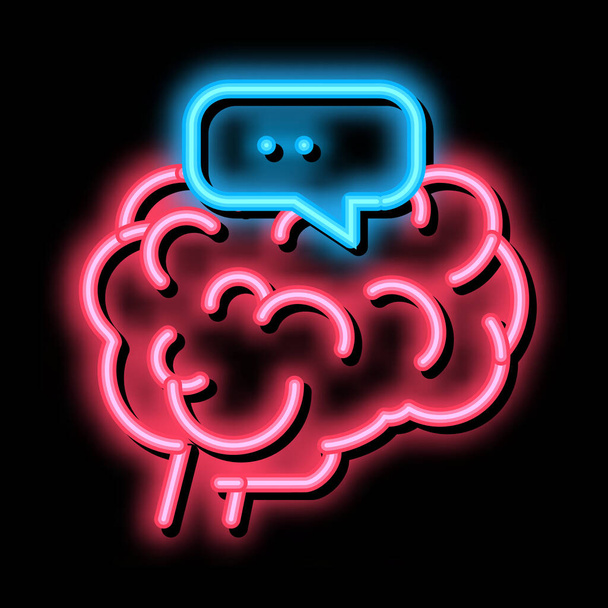 demencja mózg neon blask ikona ilustracja - Wektor, obraz