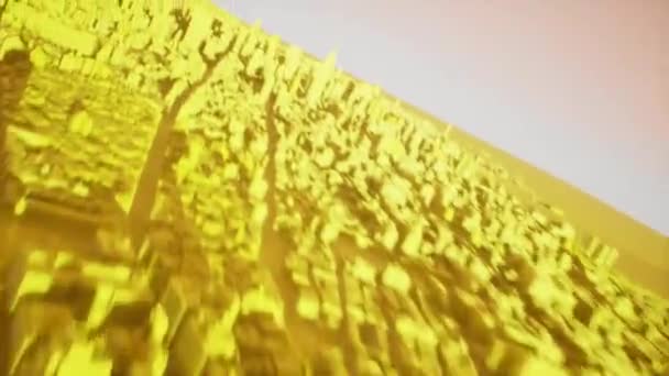 Een duw terug door de lucht van gele 3D-gemodelleerde stad - Video