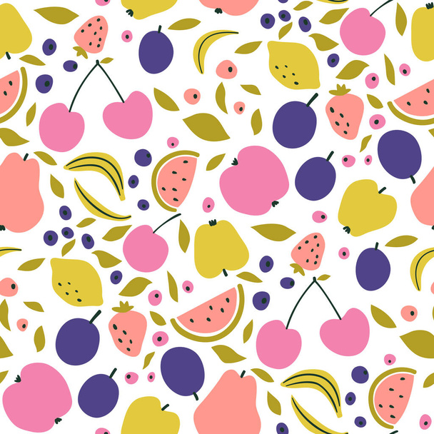 Seamless pattern with summer fruits - Vetor, Imagem