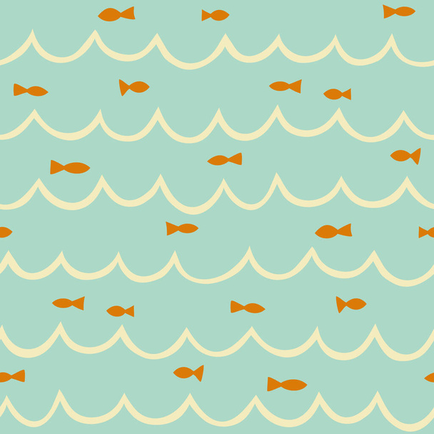Seamless pattern with wish and waves - Вектор,изображение