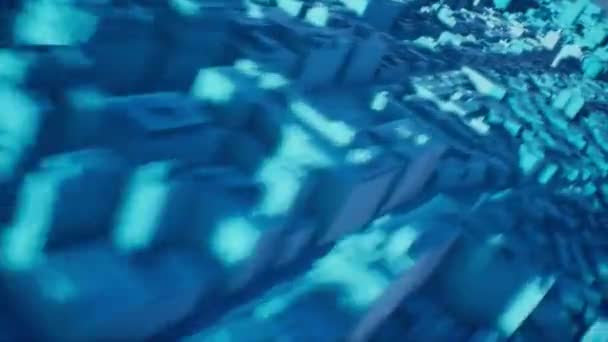 Flyover of blue 3D modeled  - Footage, Video